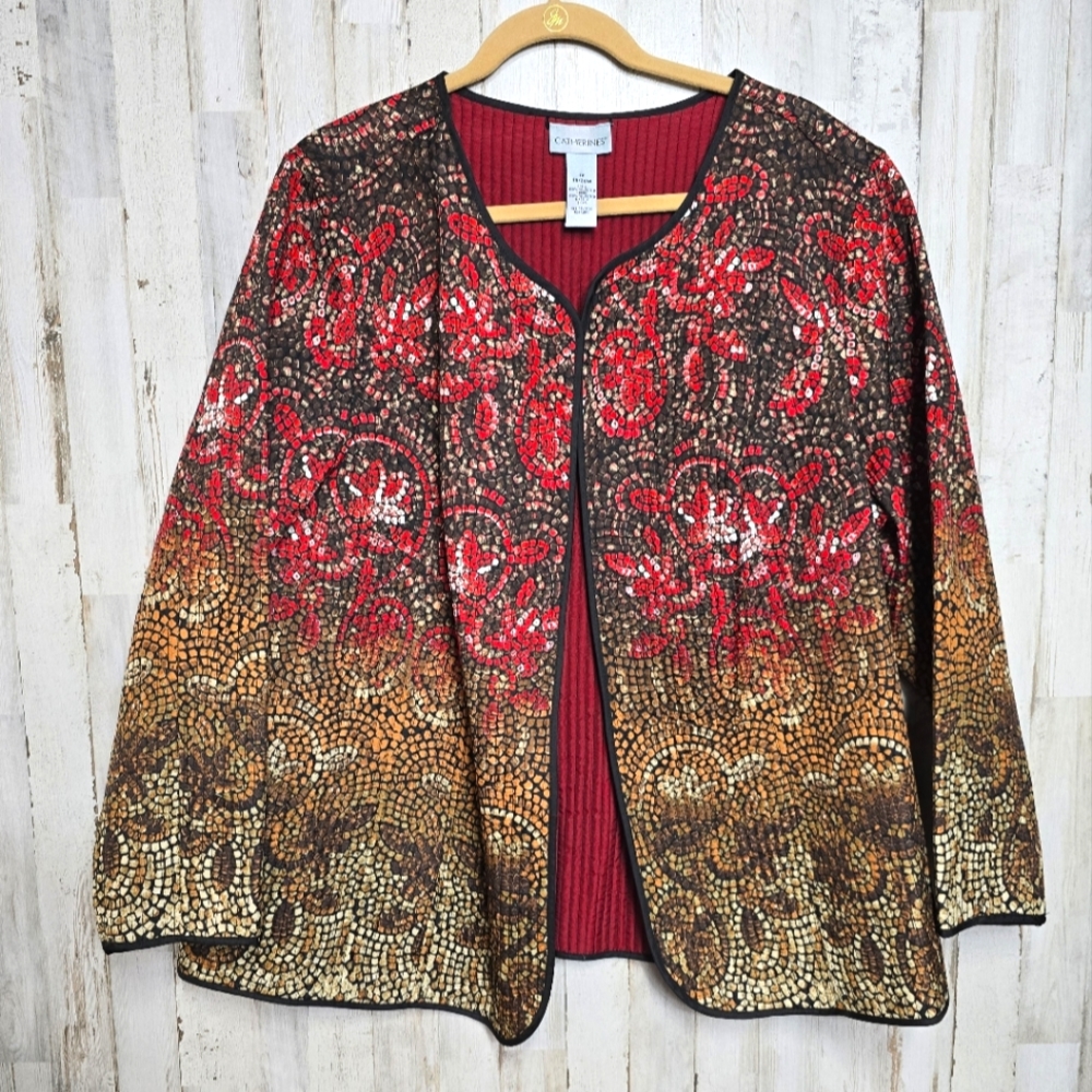 CATHERINES Quilted Jacket 1X 18 20 Boho Art To Wear Whimsical Lightweight NWT